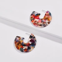 fashion vintage tortoiseshell leopard geometry circle u acrylic drop earrings for women jewelry gift accessories pendientes