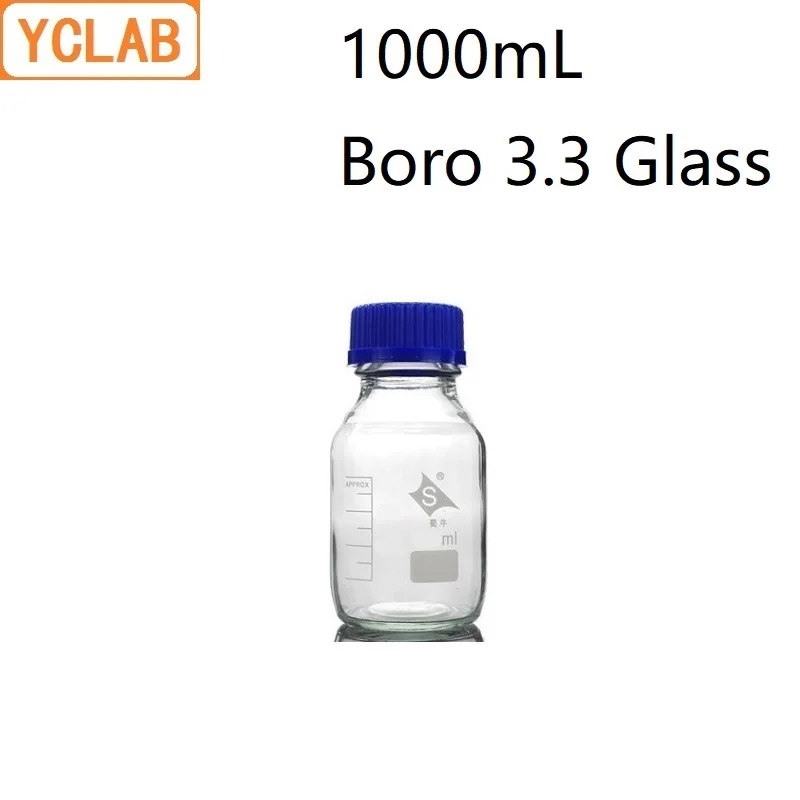 YCLAB 1000 мл реагент бутылка 1 л винт рот с синей крышкой Boro 3 стеклянная прозрачная