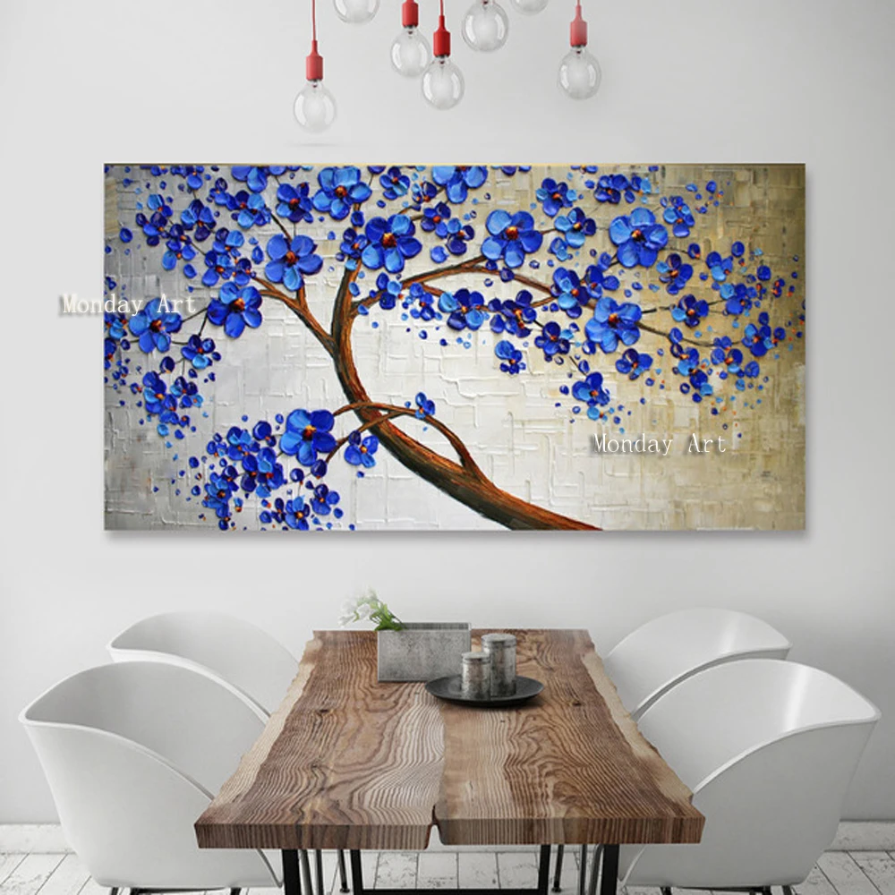 

Modern Handpainted Large Gold Money Tree Flower Oil Painting On Canvas Abstract Home Wall Decor Art Picture For Living Room Gift