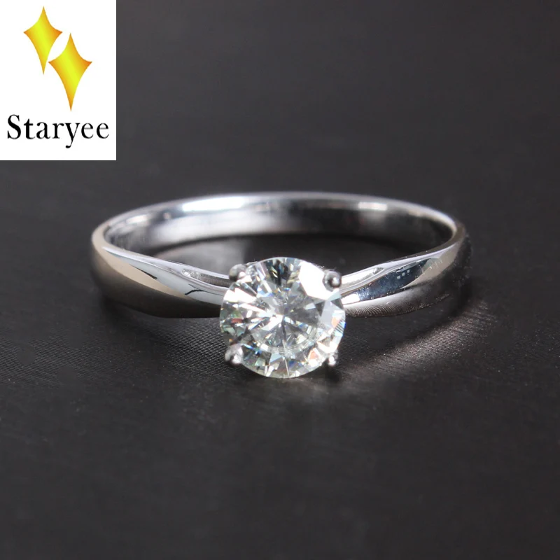 Lab Diamond Moissanite кольцо 1ct 6 5 мм 18k Белое Золото для женщин годовщина влюблённых
