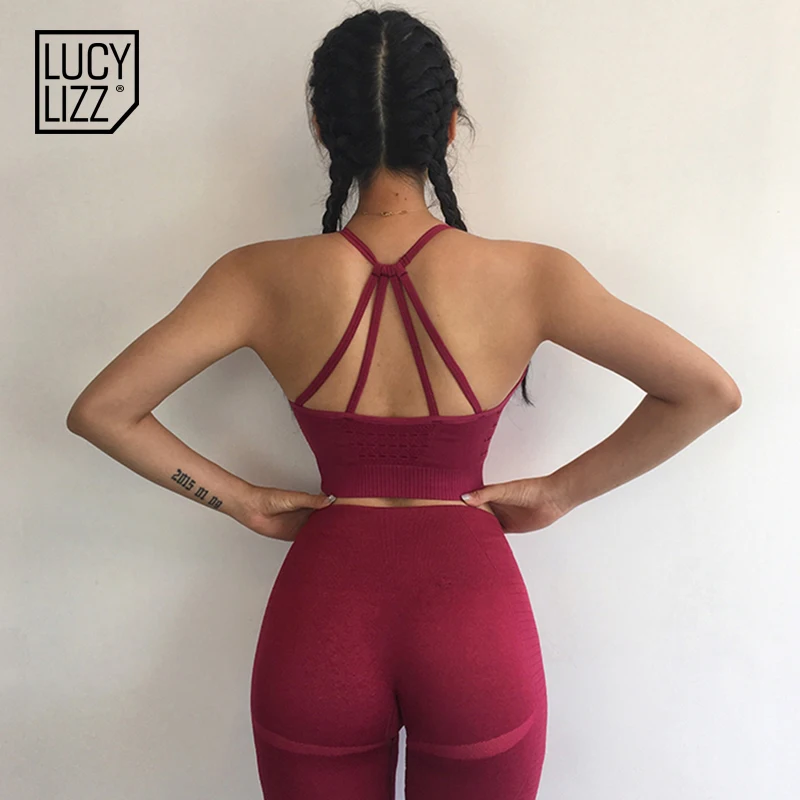Lucylizz женский открытый спортивный бюстгальтер для фитнеса дышащий бюстгальтер для йоги Топ спортивный бюстгальтер для тренировок активная одежда ударопрочный спортивный бюстгальтер с мягкими чашечками