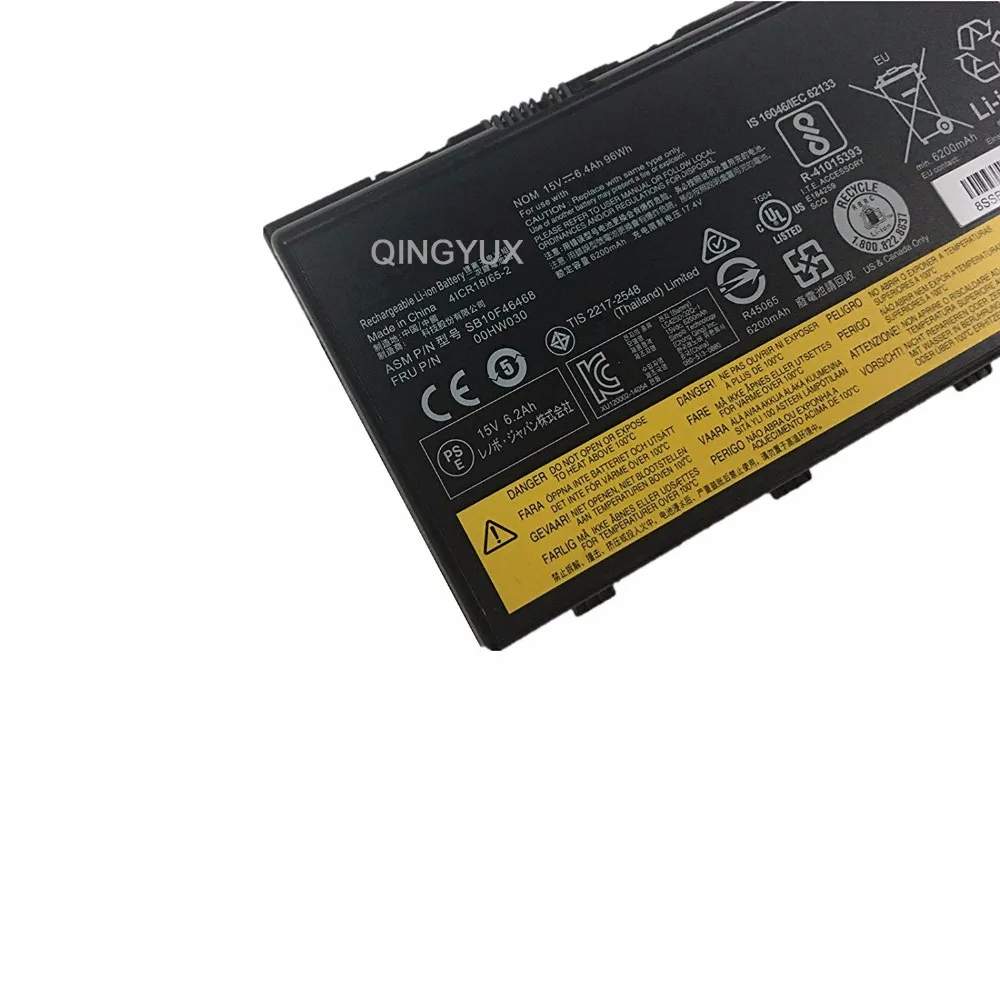 Новый 15V 96Wh 6.4Ah 00HW030 SB10F46468 Аккумулятор для ноутбука Lenovo ThinkPad P70 Series 78 +