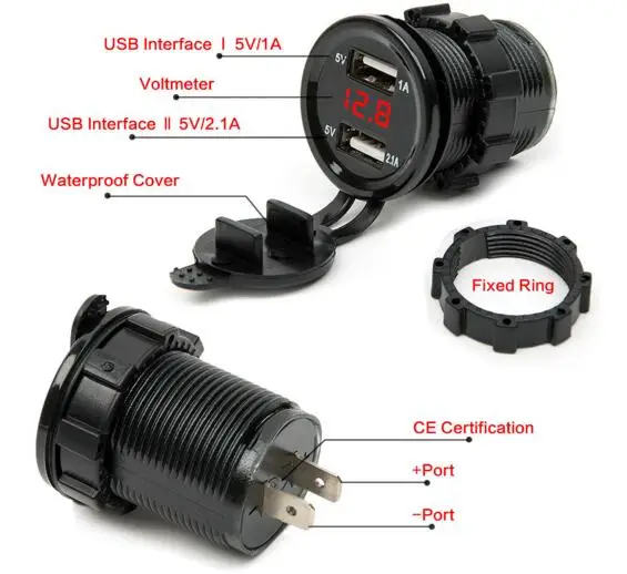 12 В Dual USB электронные автомобильные Зарядное устройство адаптер Авто