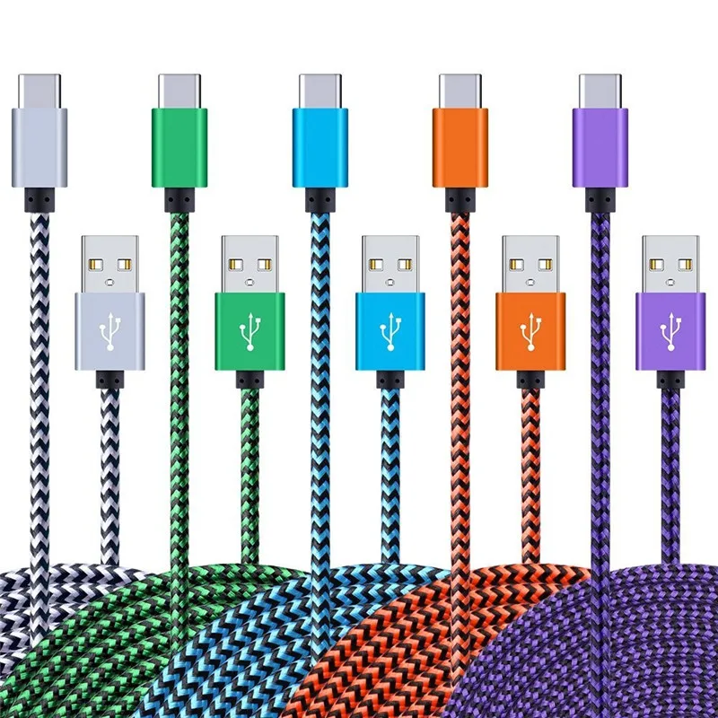 Нейлоновый кабель USB Type c адаптер для быстрой зарядки Xiaomi Huawei Samsung Galaxy S10 S9 Plus