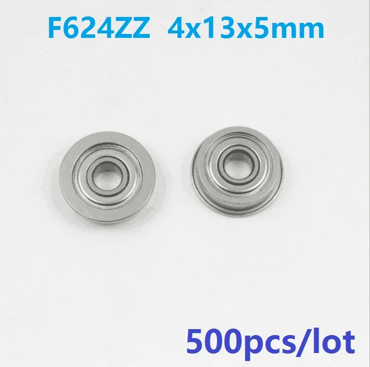 500 шт./лот F624ZZ F624Z F624 Z ZZ 4x13x5 мм Миниатюрный фланцевый шарикоподшипник с глубоким