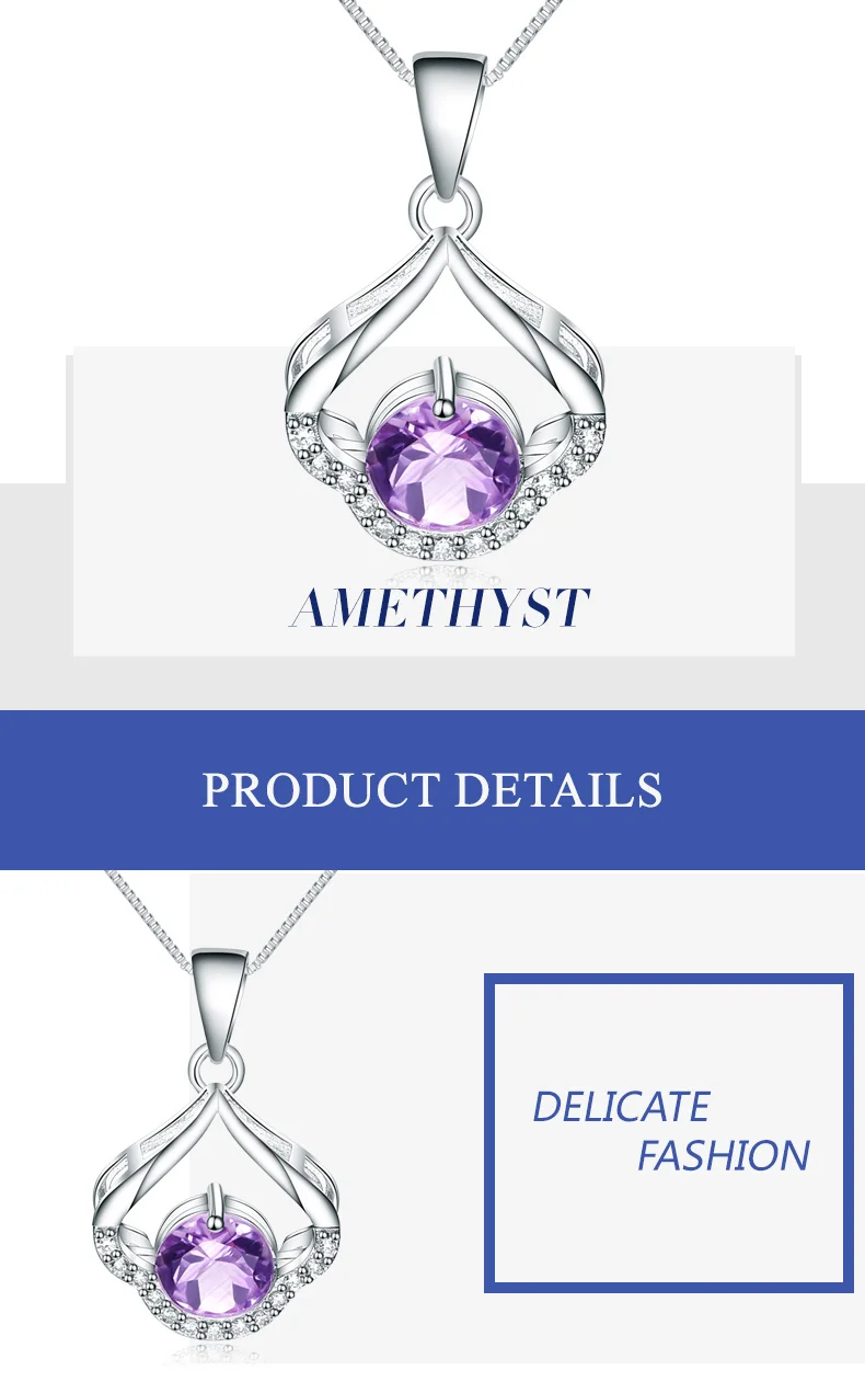 Gem's балетные 925 пробы серебряные ожерелья и подвески 3.45Ct натуральный аметистовый драгоченный камень кулон ювелирные украшения для женщин подарок