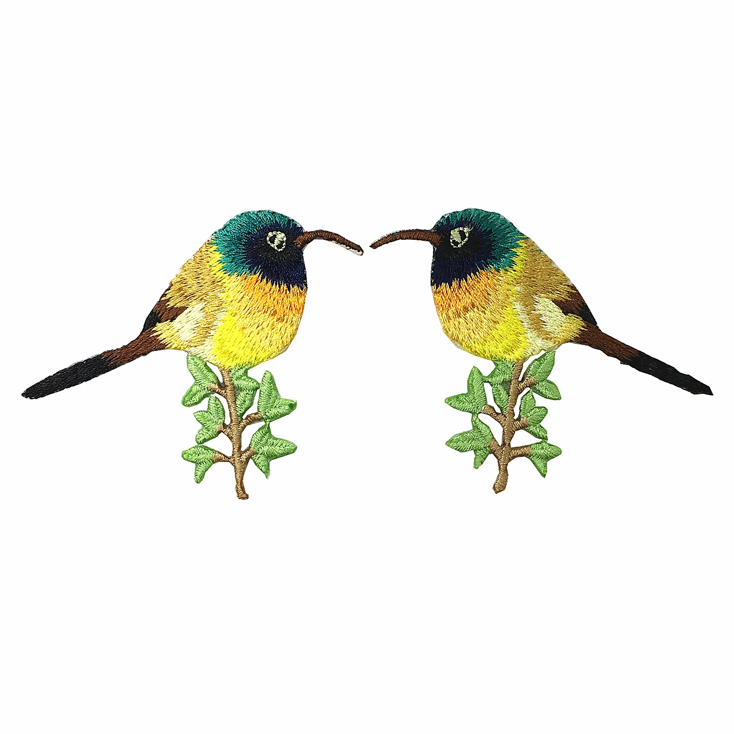 

7x6cm Iron On Embroidered Yellow Warbler Patch Birds Applique Embroidery Patches For Clothing Parches Bordados AC0930