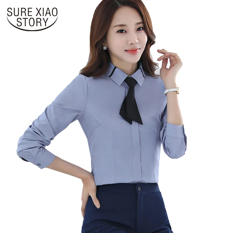 Мода 2019 г. Новые Осенние форма простой сплошной цвет для женщин рубашка