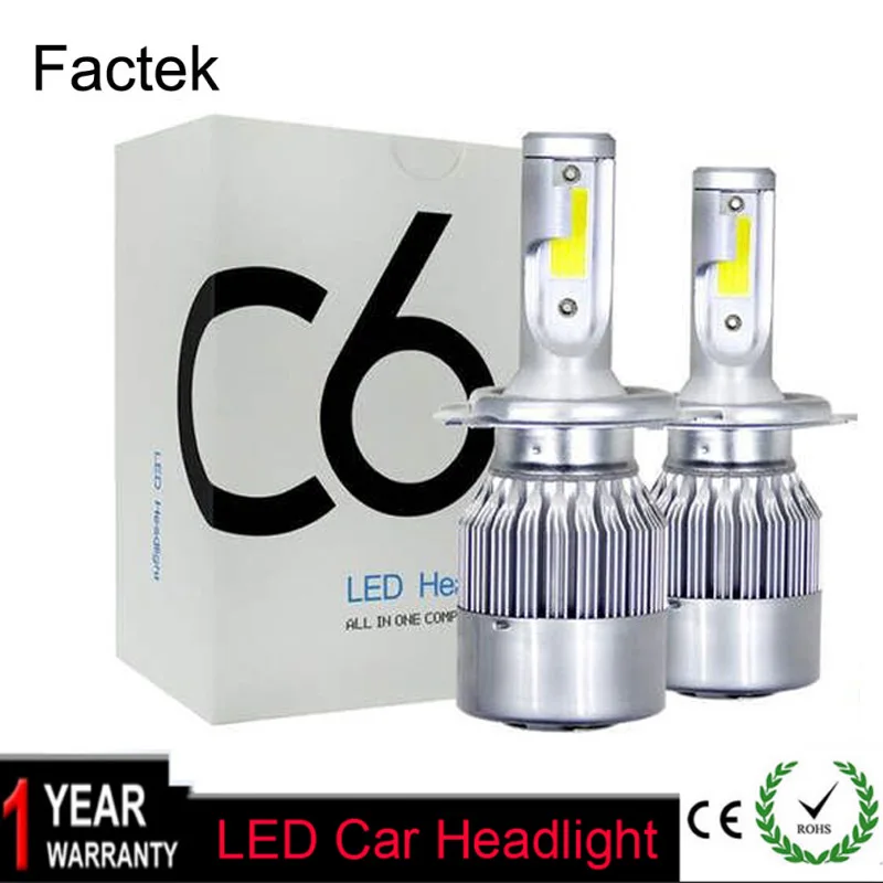 Фары светодиодсветодиодный Factek H8/H3/H11/H7/H4/H1 6000 К 72 Вт лм|Передние LED-фары для авто| |