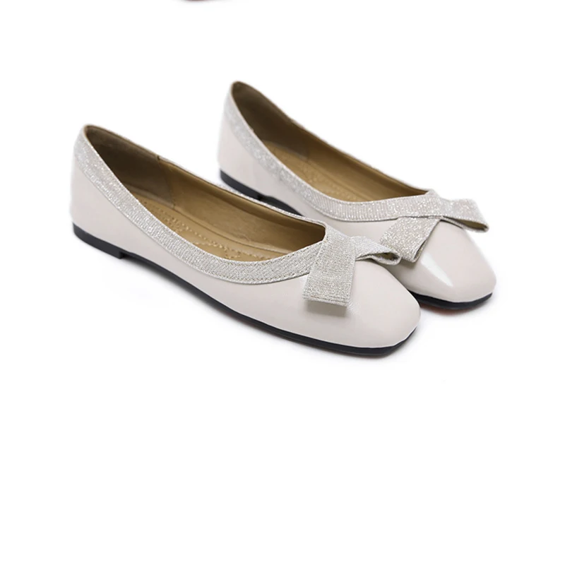 

Plus Size 35-42 Bow Flat Shoes Women's Sandals Square Head Shallow Loafers Shoes Embroidery Thread Sweet Ladies Casual Shoes