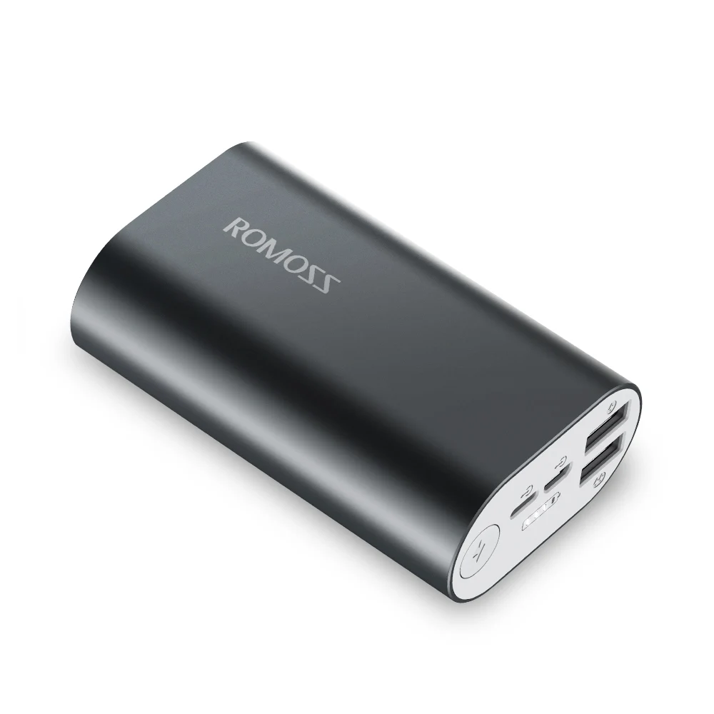 Gray ROMOSS ACE A10 10000 мАч Внешний аккумулятор с двумя usb-выходами, внешний аккумулятор из алюминиевого сплава для iPhone 7 7 plus, планшетов, смартфонов - Цвет: Gray