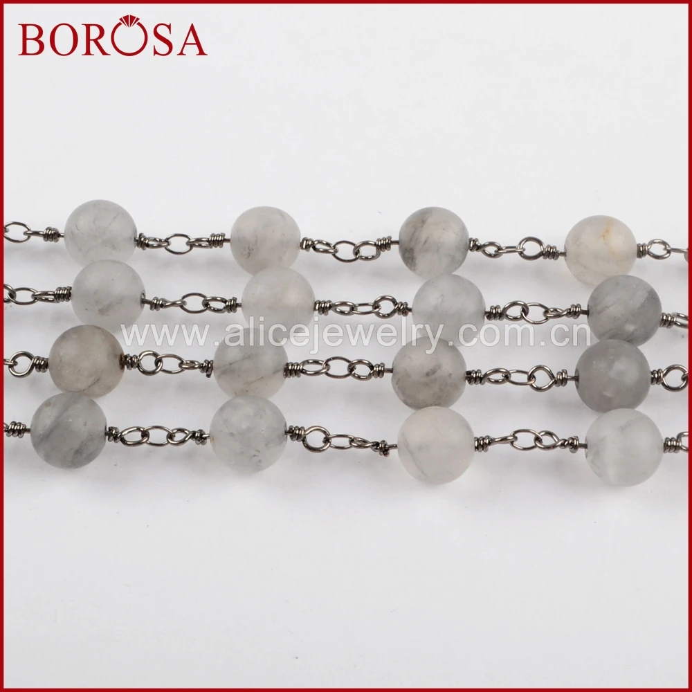 Цепочка Из Бисера BOROSA золотистая цепочка из матового серого агата с ограненными