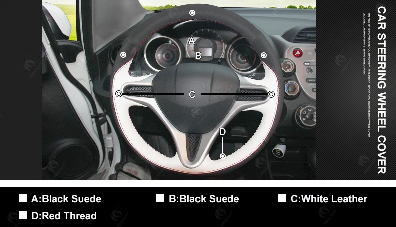 MEWANT белый кожаный черный замшевый автомобильный чехол на руль для Honda Fit 2009-2013 городской Джаз/Honda Insight 2010