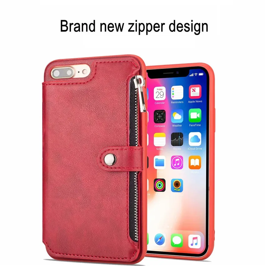Чехол из искусственной кожи на молнии для iPhone 8 Plus 7 6 6s X 10 XS 11 Pro Max Бумажник откидная подставка чехол для iPhone XS Max XR чехол для телефона EEMIA