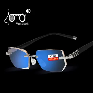 Очки для чтения Vanlook мужские, без оправы, антибликовые, с диоптриями, для зрения + 1, 1,5, 2, 2,5, 3, 3,5, 4