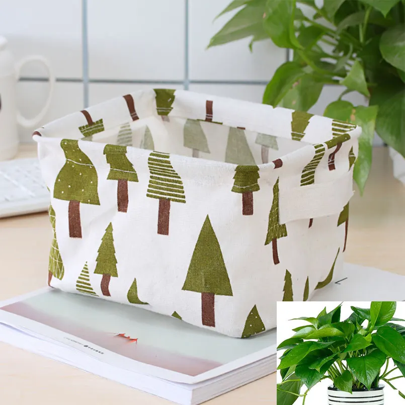 Коробки для хранения милые хлопковые льняные настольные коробки коробка