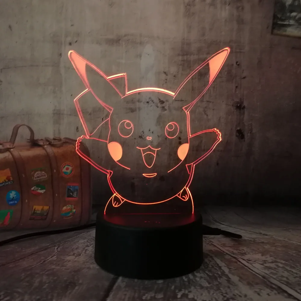 Милые игры Pokemon Go Рождественский Пикачу 3D светодиодный Ночной светильник с 7