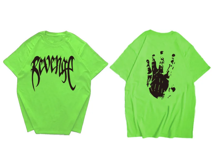 16light green Футболка Revenge, удобная повседневная футболка в стиле хип-хоп, Homme, хлопковая хипстерская футболка с буквенным принтом, топ, американский размер,, рэппер, Xxxtentacion - Цвет: 16light green