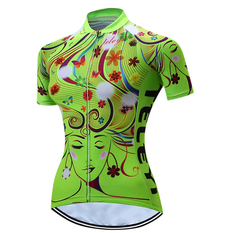 

Teleyi 100% Polyester Summer Women's Cycling Jersey Maillot Ropa Ciclismo Mountain Bike Clothing Breathable Bicycle Sportswear