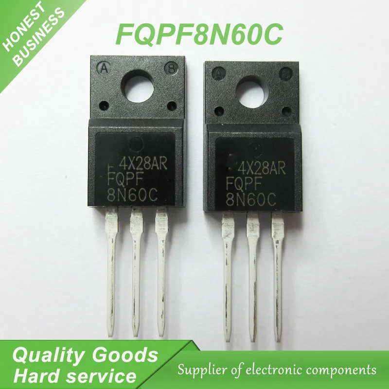 

10pcs FQPF8N60C 8N60C 8N60 600V 8A MOSFET N-Channel transistor TO-220F new original