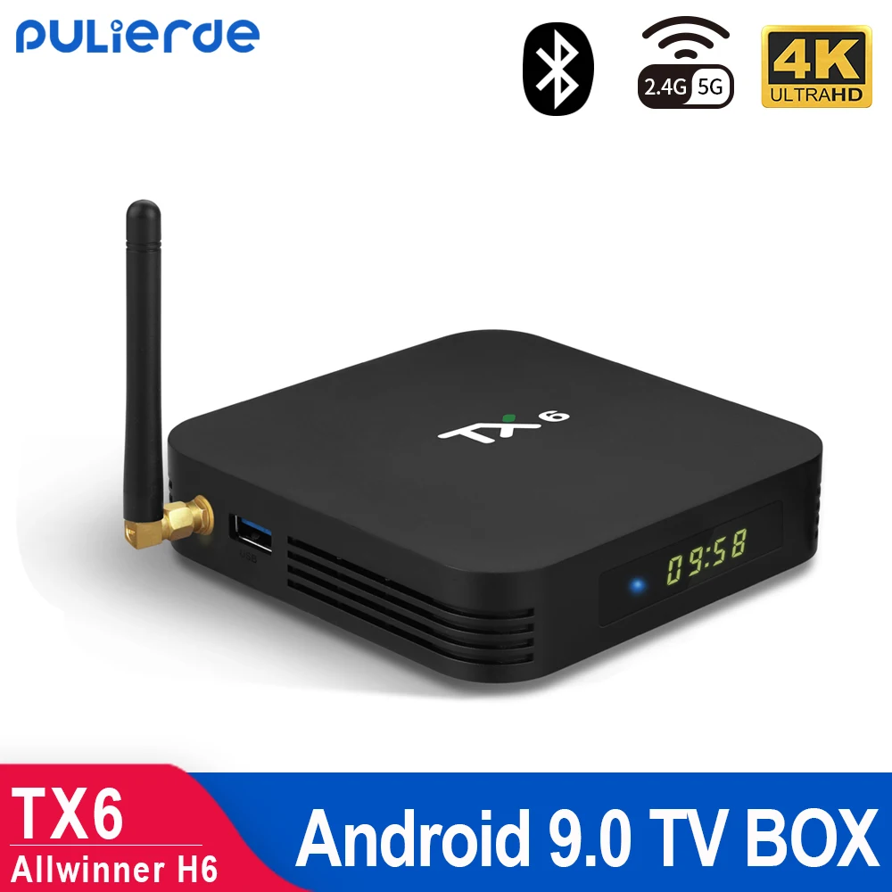 ТВ приставка PULIERDE TX6 4 ГБ 32 Android 9 0 четырехъядерный процессор Allwinner H6 поддержка 4K 2 4G