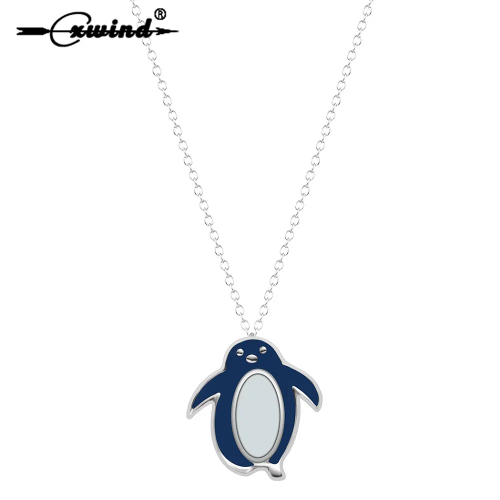 

Cxwind Cute Cutout Penguin Enamel Pendant Necklace for Women Bird Animal Lover Long Chain Necklaces BFF For Girl Gift bijoux