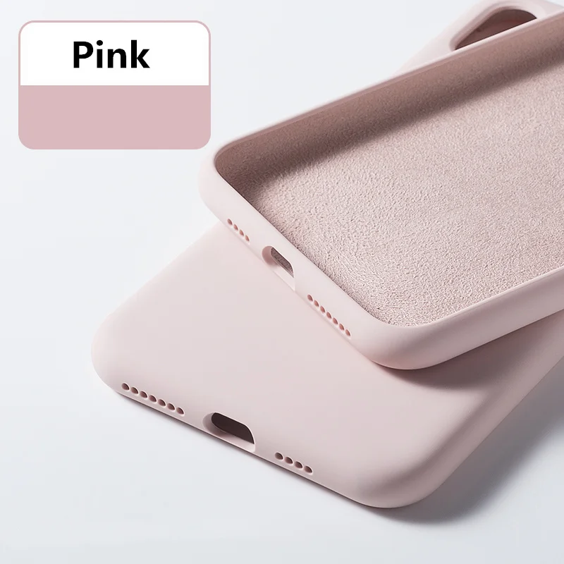 Pink Тонкий мягкий чехол для iPhone 7, 8, 6, 6s Plus, 7 Plus, жидкий силиконовый чехол, однотонный карамельный цвет, Coque Capa для iPhone X, Xs, Max, XR - Цвет: Pink