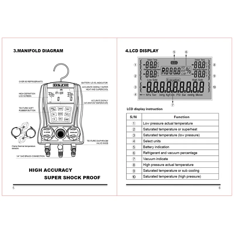 WK-6889 Digital Manifold Xeast Electronic Fluoride Meter Display Vacuum Pressure Manomete Compressor Tool Gauge | Автомобили и