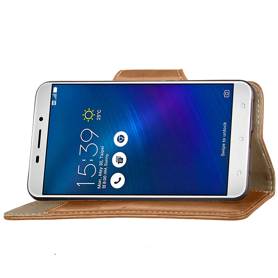 Кожаный чехол бумажник с откидной крышкой для Asus Zenfone 3 Laser ZC551KL деловой мобильный