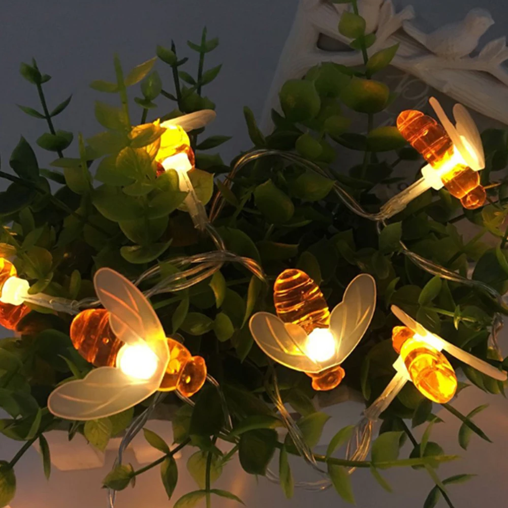15ft струнная лампа 5 8 м 30 Led Солнечная струна мед в форме пчелы теплый свет садовое