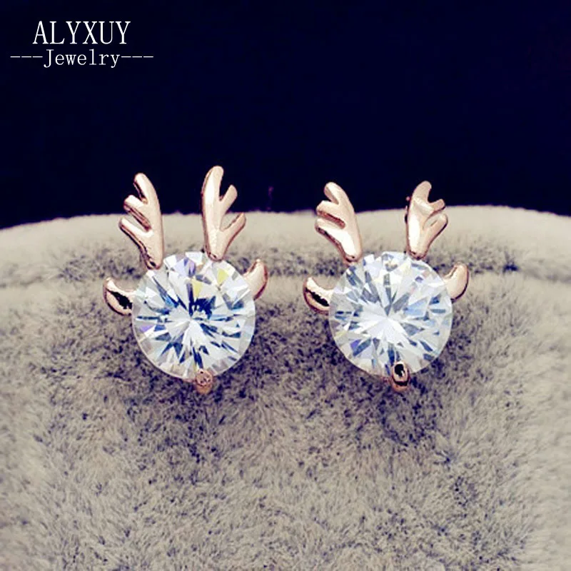 New Fashion accessories jewelry rose gold filled Big crystal stone Antlers stud gift for women girl Top quality E2563 |