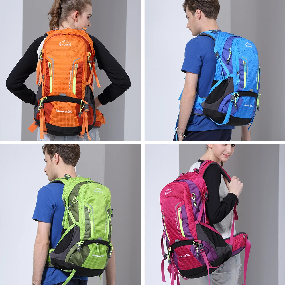 Aoking 50L походный рюкзак с пряжкой комбинированный SOS свисток Съемная сетчатая Подушка и светоотражающие полосы сумки(дождевик