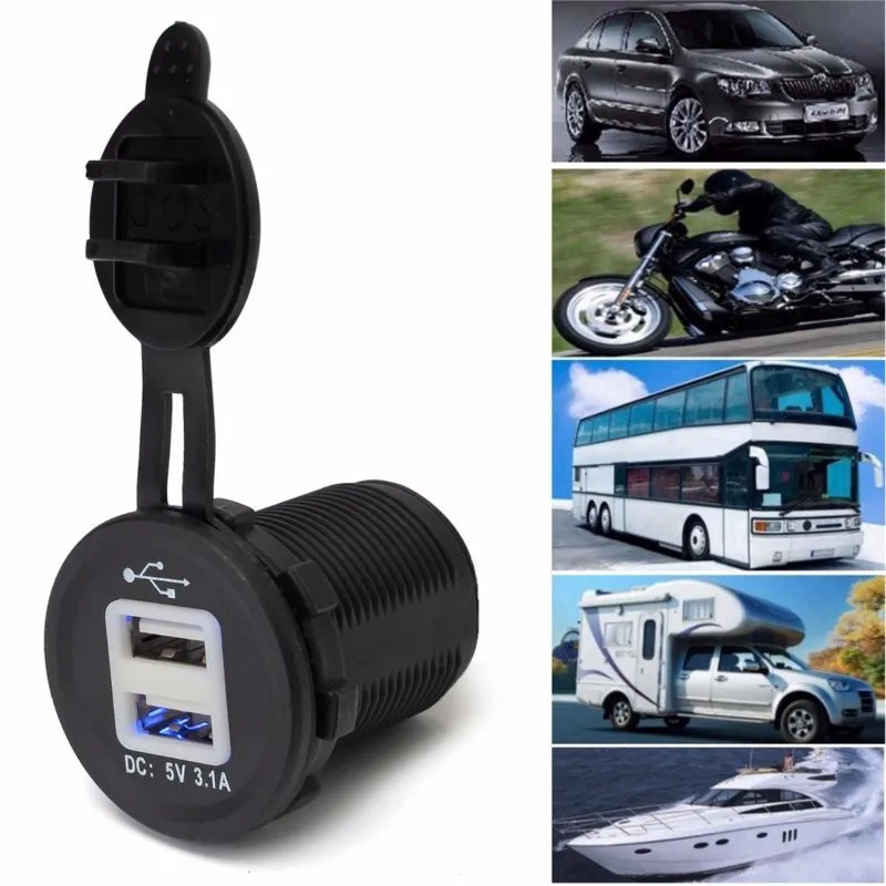 Синий светодиодный Автомобильный Прикуриватель разъем двойной USB зарядное устройство 2 порта выход адаптера питания 5 В 2.1A/1A прикуриватель