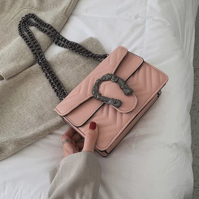 pink DORANMI Роскошные брендовые дизайнерские сумки с клапаном для женщин кожаная квадратная сумка женская маленькая сумка через плечо Bolso Mujer CBB211 - Цвет: pink
