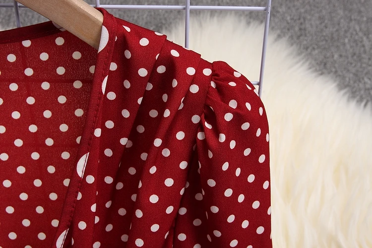 ALPHALMODA, весеннее платье, интересный узор в горошек, пэчворк, длинный рукав, пояс, женское, винтажное, до середины икры, элегантное, Vestidos