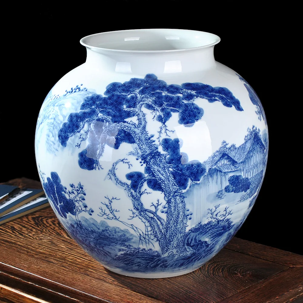 

ceramic underglaze blue and white vase landing large Chinese style living room decor decoration Home Furnishing