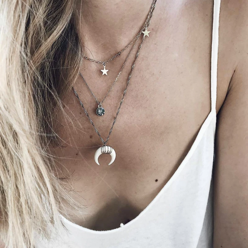 Новинка модное богемное многослойное ожерелье с пятиконечной звездой