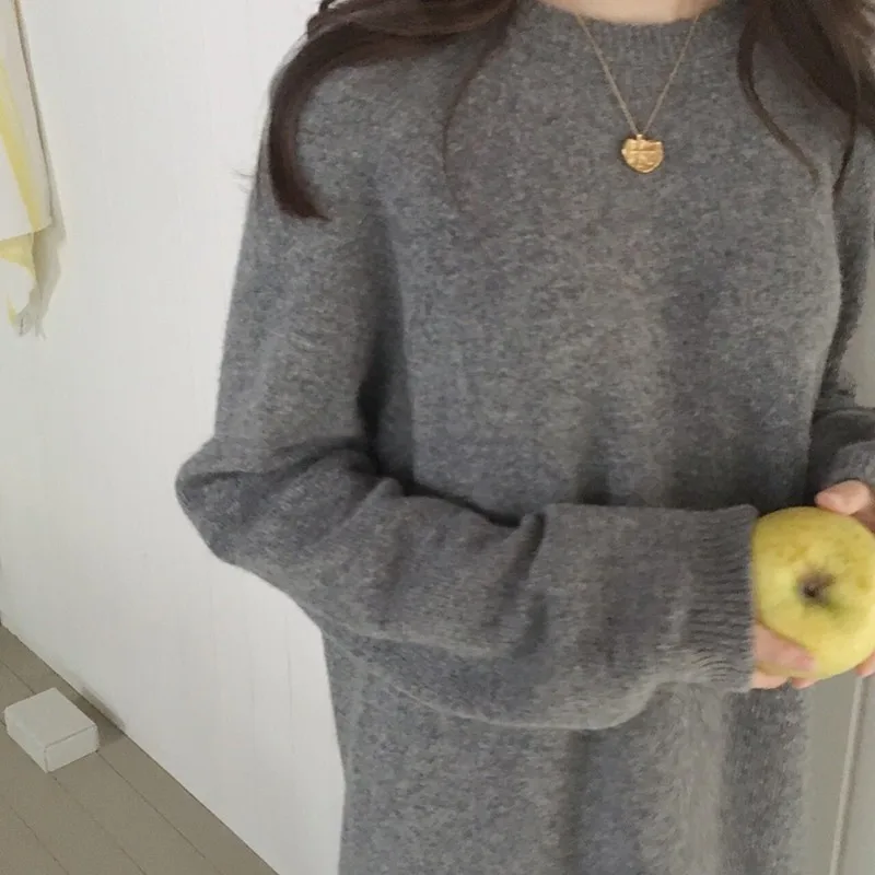 VGH 2018 осенне зимние женские платья с круглым вырезом и длинными рукавами