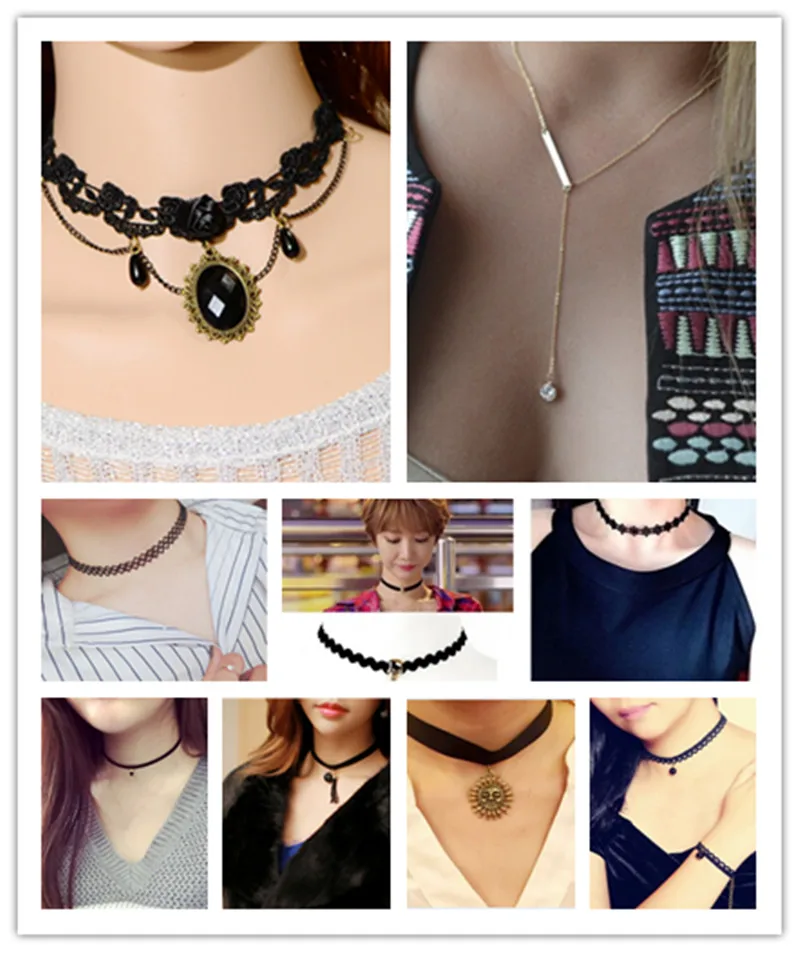 Ожерелье чокер женское в готическом стиле Кружевное колье с крестом и черепом