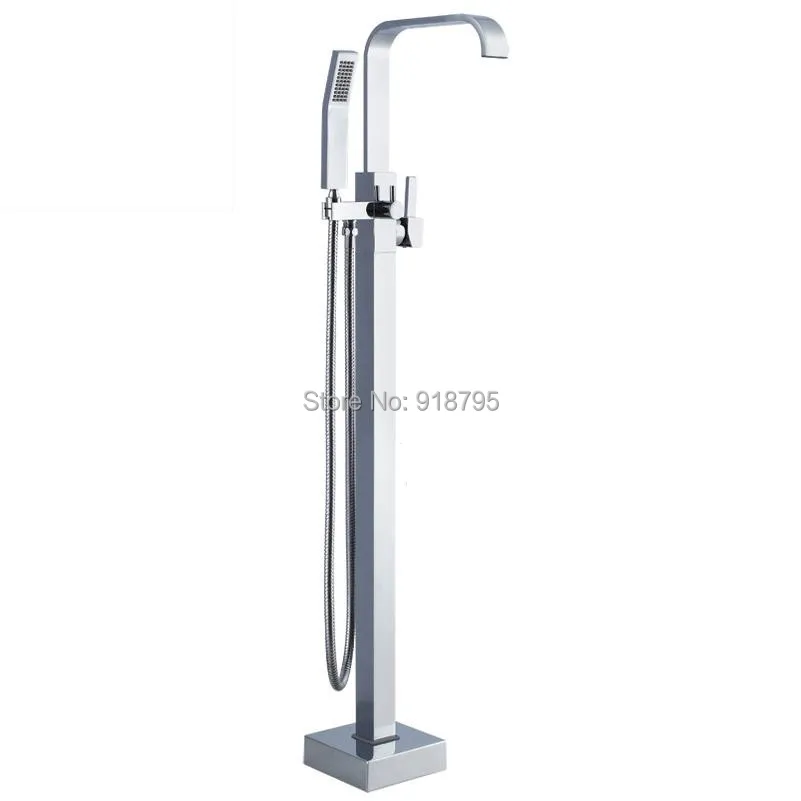 

Free shipping Luxury Floor Stand freestanding clawfoot Bathtub Faucet with Brass Hand Shower 51002-980