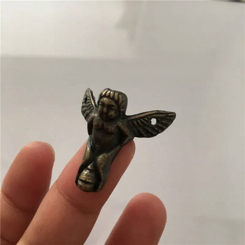 Цинковый сплав Mini Angel основа, Декоративные ножки, винтажная деревянная коробка, угловой шкаф, бронзовый цвет тона, 30*27 мм, 2 шт