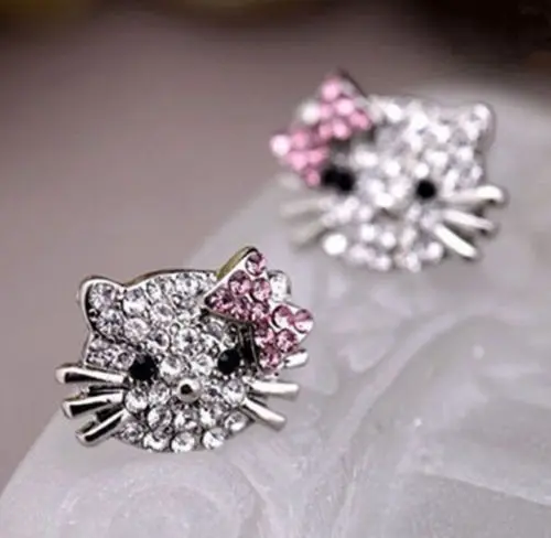 Новые ювелирные изделия hello kitty, милые стразы, серьги-подвески, yey-771