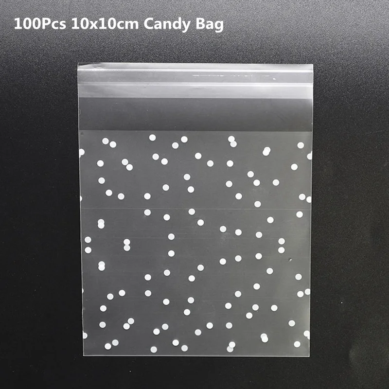 100pcs 10x10cm 50/100 шт Пластик сумки спасибо печенья и конфетная сумка самоклеющаяся бумага для Одежда для свадьбы, дня рождения мешок подарка печенья упаковочный пакет для выпечки - Цвет: 100pcs 10x10cm