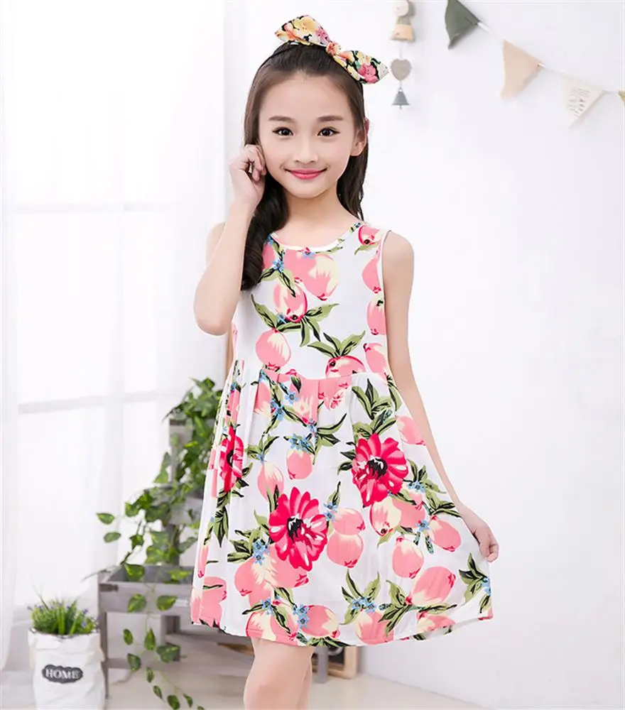 2018 Платье для маленьких девочек брендовые летние пляжные Стиль Цветочный принт