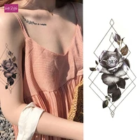 1pcs black roses large flower henna temporary tattoo black mehndi style waterproof tattoo sticker