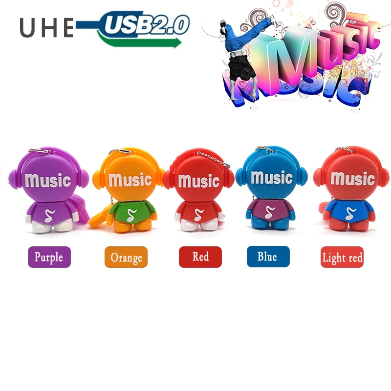 USB флеш накопитель с мультяшным музыкальным человеком 4 ГБ 8 16 32 64 u диск креативный