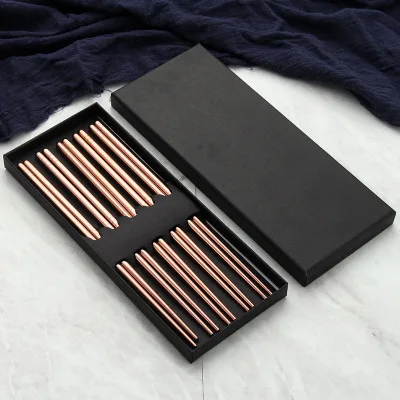 5pairs rose gold 5 пар Подарочная коробка палочки для еды 304 разноцветный из нержавеющей стали посуда Хаши еда палочки китайский стиль 23 см бытовой палочки для еды - Цвет: 5pairs rose gold