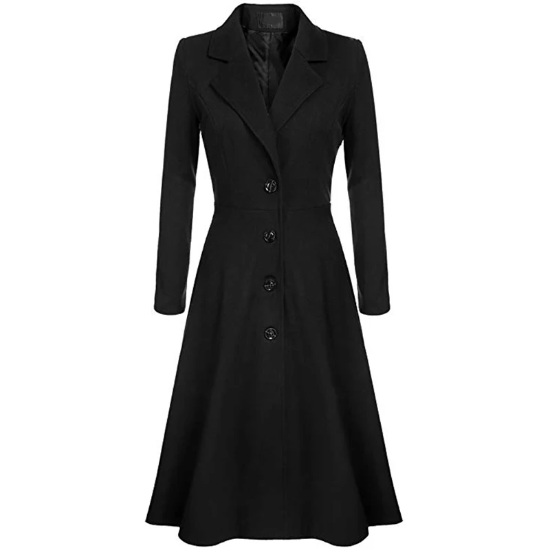 Color 4 Raisvern женское элегантное теплое длинное зимнее пальто с отложным воротником, однобортное Женское пальто для офиса - Цвет: Color 4