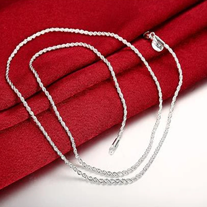 

5 шт./партия, серебряные цепочки для мужчин и женщин, ширина 2 мм