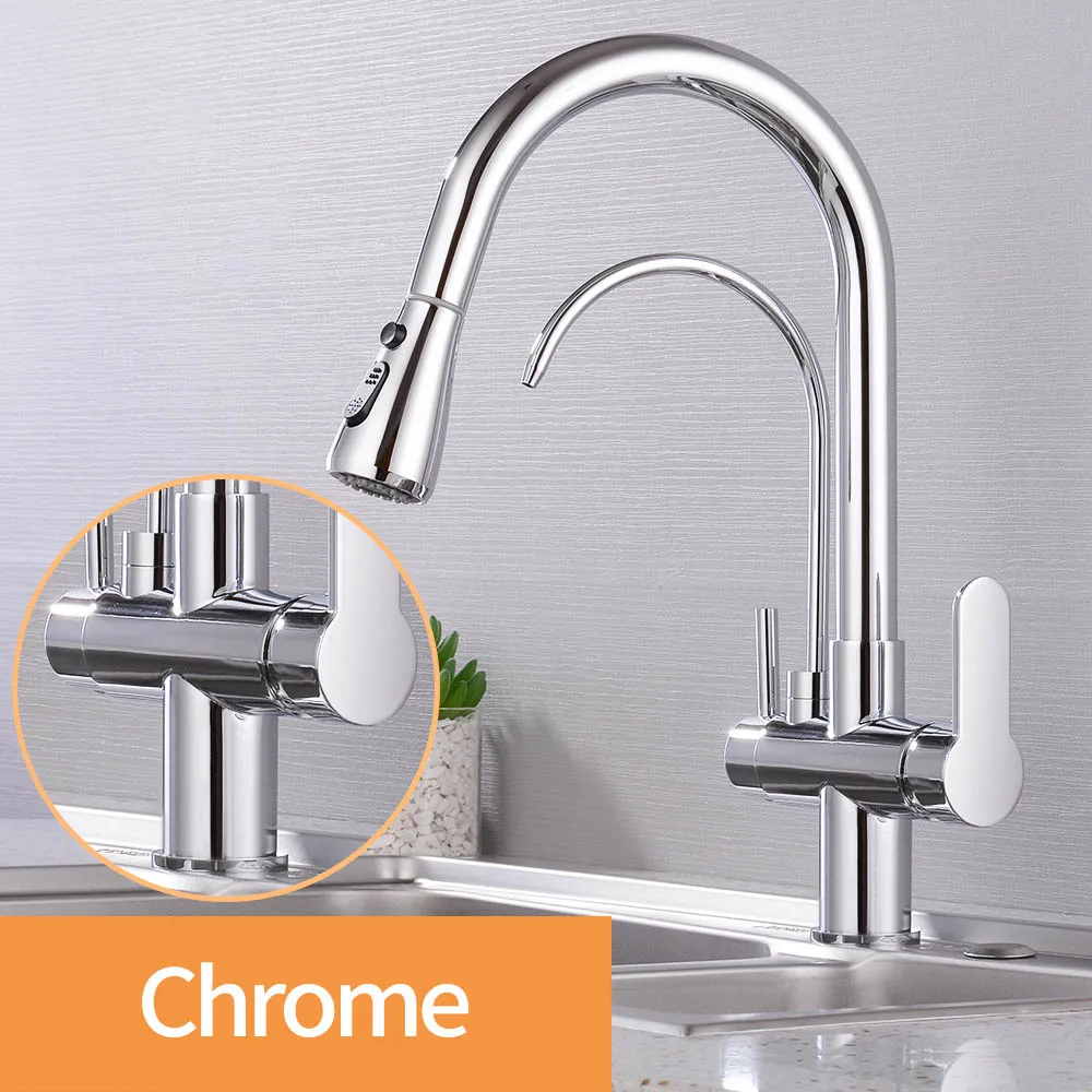 Вытяжной кухонный смеситель torneira para cozinha de parede кран для кухни фильтр для воды кран Три способа смеситель для раковины кухонный кран - Цвет: chrome